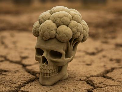 Whimsical Broccoli Skull