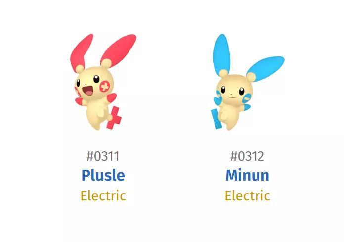 311 PLUSLE 312 MINUN HIGH-RES POKEMON