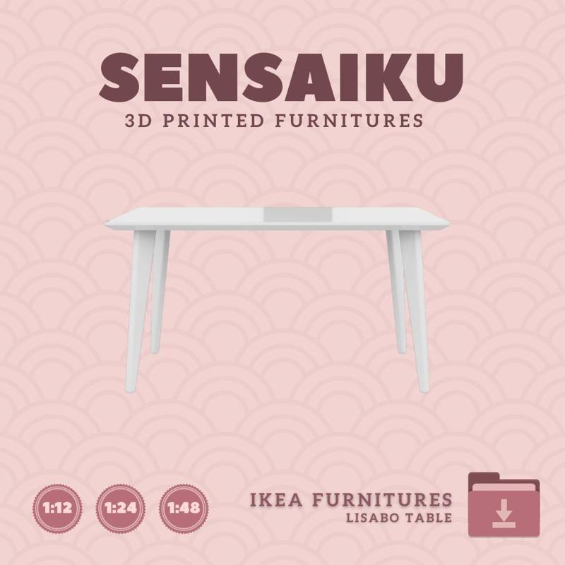 Miniature Replica LISABO Table for Miniature Dollhouse - IKEA (1:12,24,48) - 3D Print Instant Download