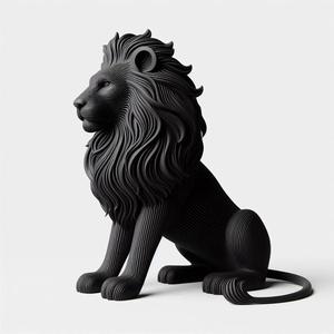 Sitting Lion 3D Print – Majestic Lion Statue, Decorative Home Ornament, Detailed Sculpture