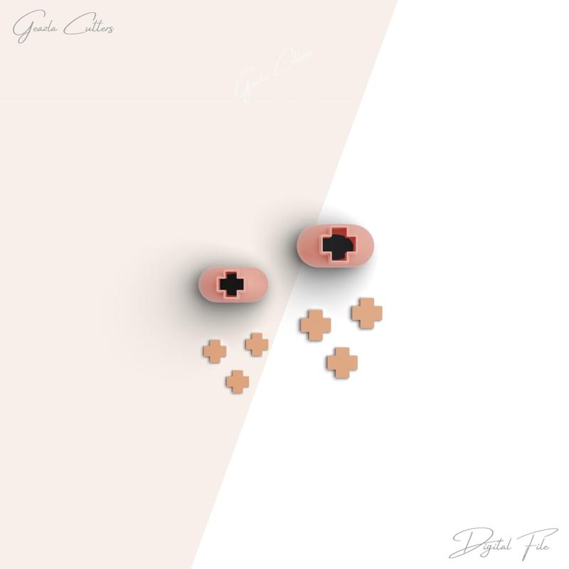 Cross Micro Clay Cutter, Tiny Polymer Clay Cutter, Tiny Clay Cutter, 2 Sizes Included, Digital STL File, No: 74