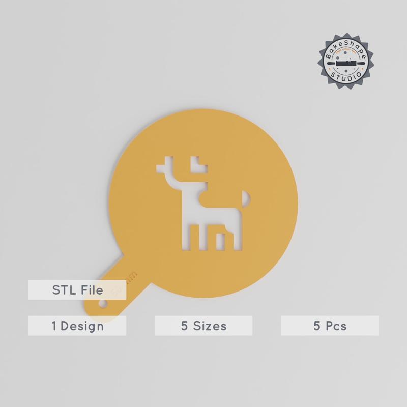 Deer Art Stencil Pack, 5 Motif Sizes, Latte & Decor Use, Animal Stencil for Sugar, Cocoa, Glitter, Paint