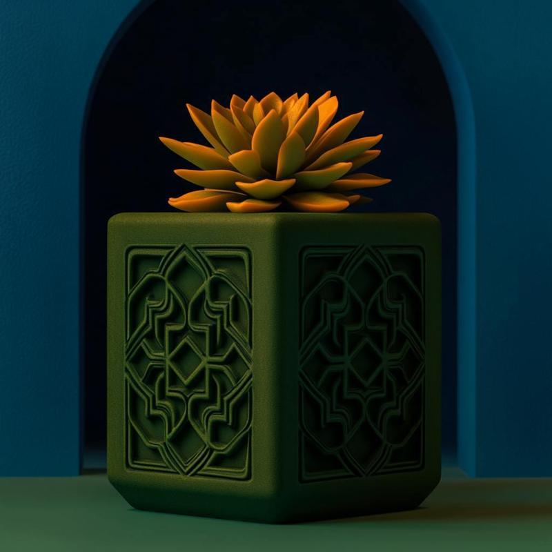 Arabesque Bloom Planter - Decorative Succulent Holder with Intricate Arabesque Patterns