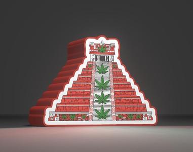 Pirámide con Motivos de Hoja de Cannabis – Colgante Decorativo