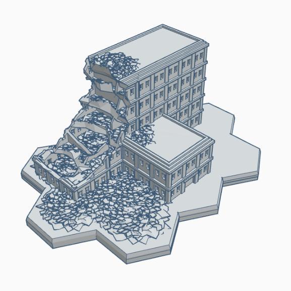 Modern Ruined Building 16 Hotel with Hex Base MRHB016