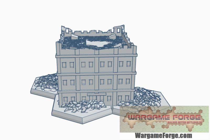Modern Ruined Building 1 with Hex Base MRHB001
