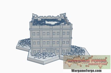 Modern Ruined Building 1 with Hex Base MRHB001