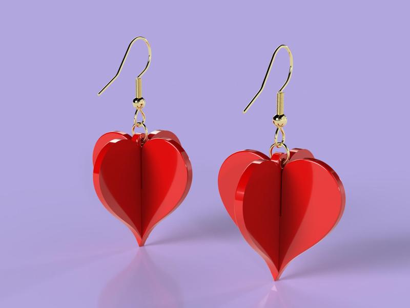 3D Heart Earrings – Valentine's Day Special