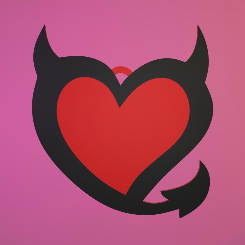 keychain heart devil
