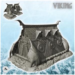 Viking house with large wooden entrance and pebbles on floor (16) - Alkemy Lord of the Rings War of the Rose Warcrow Saga