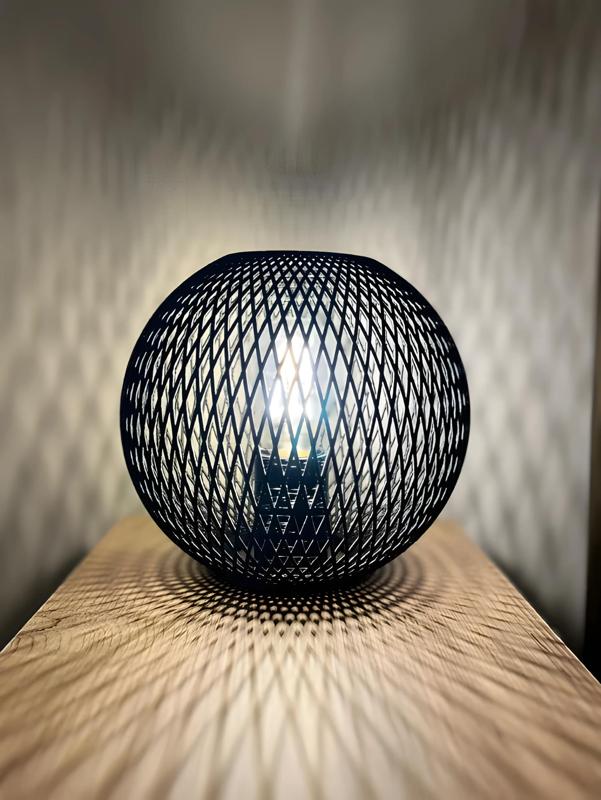 Globe lamp made from grids.