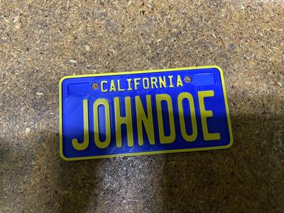 Twisted Metal Johndoe license plate