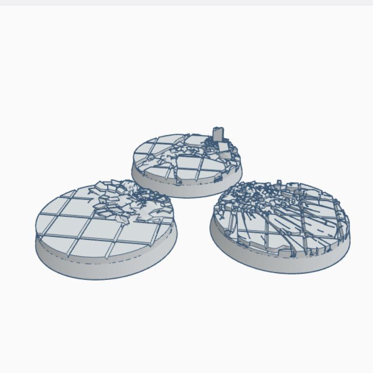 Set of 3 Gothic 40mm by 40mm Round Miniature Bases