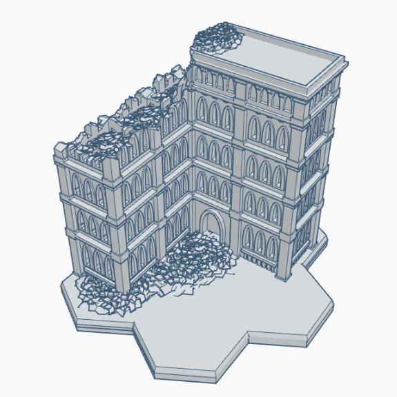 Gothic Ruined Building 16 with Hex Base GHRB016