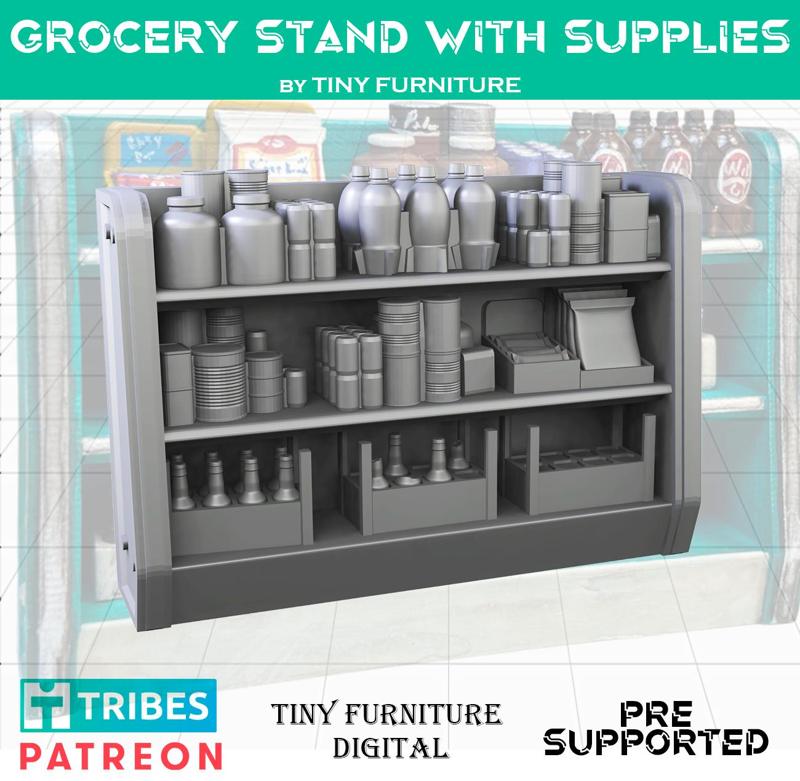 Grocery stand with supplies