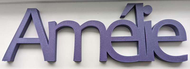 Amèlie name tag in big 3D letters