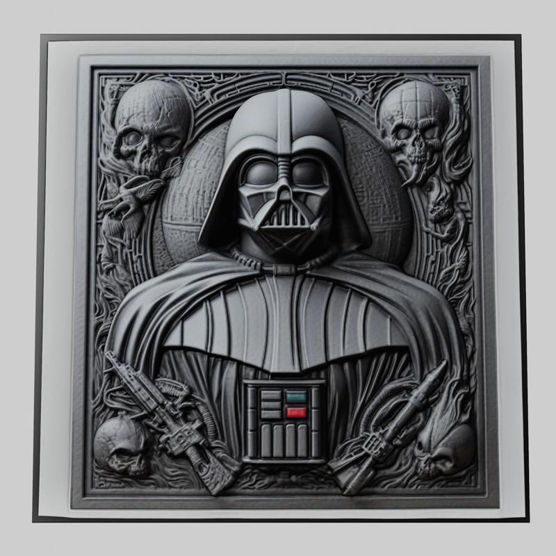 Star Wars Darth Vader 3d printer relief medallion stone tablet obj stl