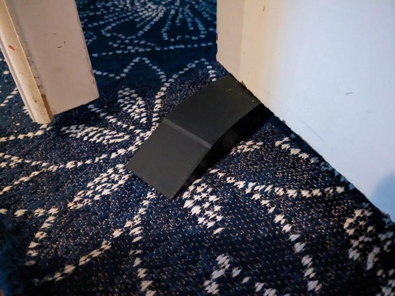 Simple Cat Door Wedge to grip carpet and hold open