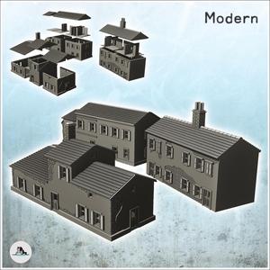 Set of three European houses in plaster and stone with floors (6) - World War Two Second WWII Front Eastern Western Axis Allied