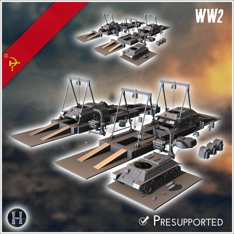 Assembly or repair lines of Soviet T-34 tanks with spare parts (3) - Soviet army WW2 Second World East front Ostfront RPG Mini Hobby