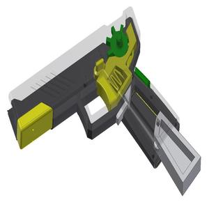 Fully-printable, snap-together, semi-auto elastic band gun