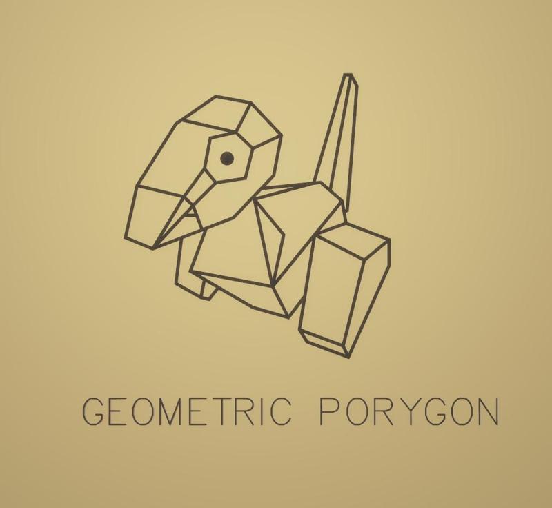 Pokémon Porygon geometric wall art