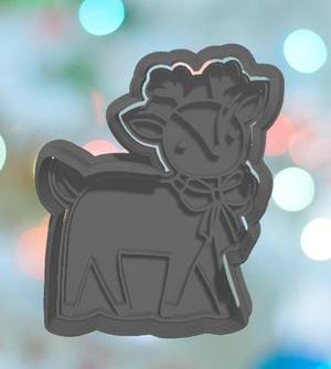 Christmas Reindeer With Bow Cookie Cutter