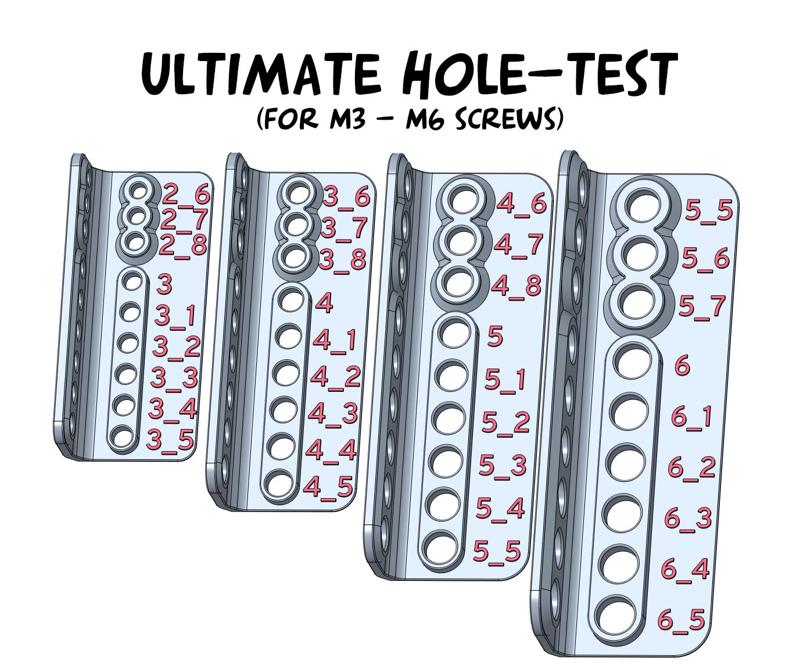 Ultimate Hole-Test (M3 - M6) / pattern for hole size design