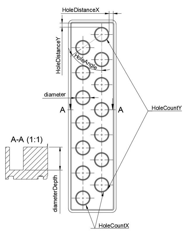 Parametric Gridfinity Bin With Holes