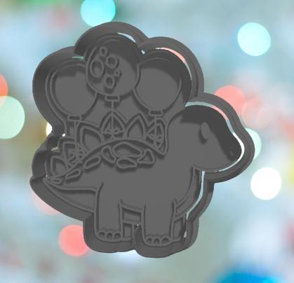 Dinosaur Stegosaurs With Balloons Cookie Cutter