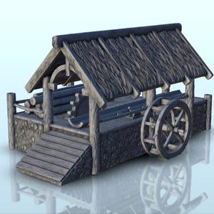 Wood cutting water mill (10) - Medieval building middle age