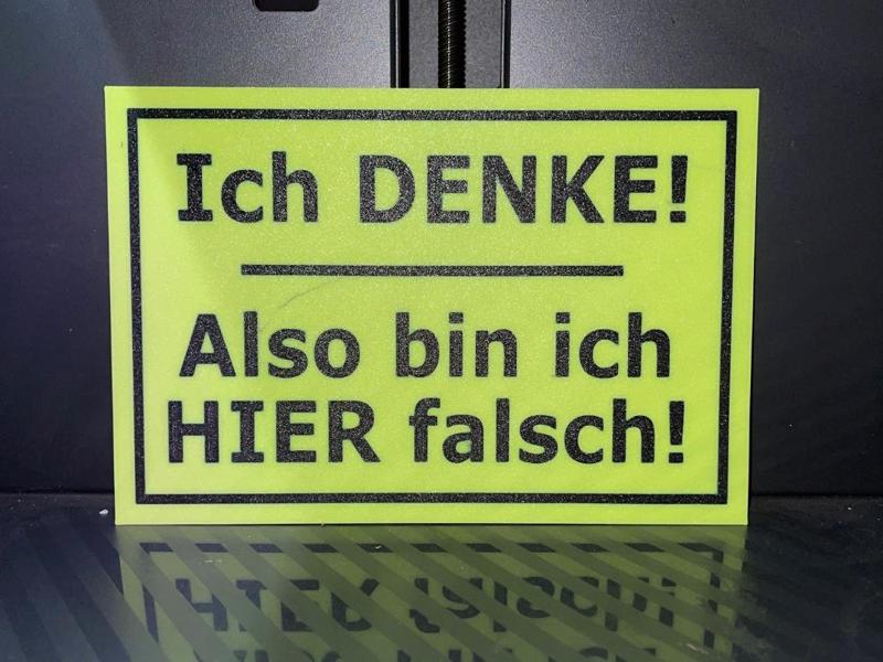 Funny sign: I think therefore...
