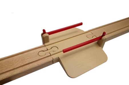Universal railway barrier crossing track for wooden train