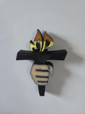Holding Hand Cross on fire