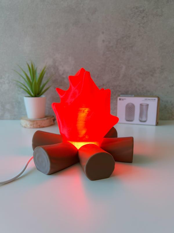 🔥 Campfire-Style LED Lamp – 3D Printable Flame Lamp for Bambu LED Kit