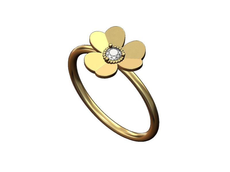 Diamond trefoil flower band US size 5 to 9 3D print model
