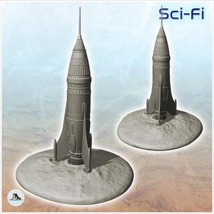 Supply rocket with spire (1) - Future Sci-Fi SF Infinity Terrain Tabletop Scifi