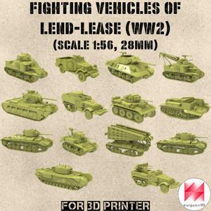 STL PACK - 14 Fighting vehicles of LEND-LEASE - WW2 (1:56, 28mm) - PERSONAL USE