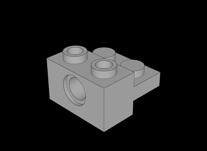 Lego Compatible (73109.dat) Technic Brick  1 x  2 with Plate  1 x  2