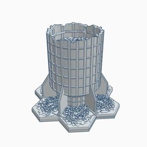 Sci-Fi Ruined Building 46 with Hex Base SFRHB046