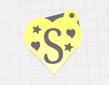 heart keychain with letter s