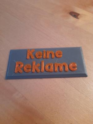 Keine Reklame Briefkastenschild