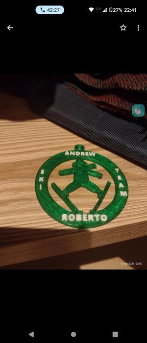 Ski team medal with 2 names and double color