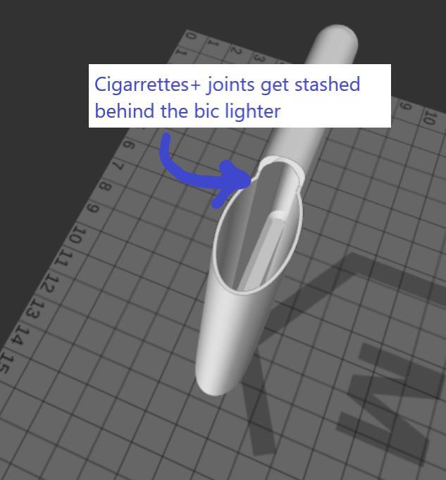 Bic lighter case + 5 cigarette compartment (or joints ;)