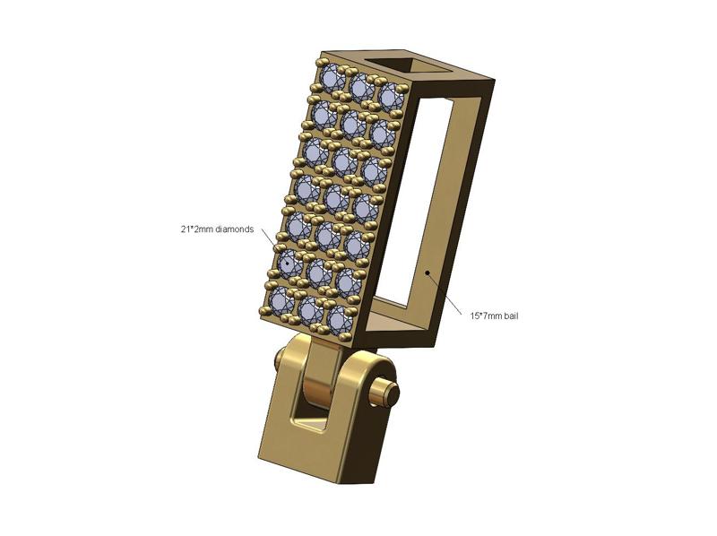 Iced rectangular bail link 15x7mm 3D print model