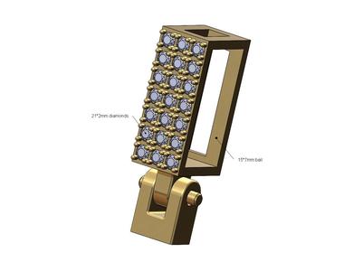 Iced rectangular bail link 15x7mm 3D print model