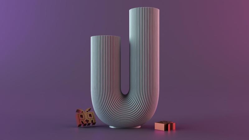 U-Shape Ribbed Curl Vase 03