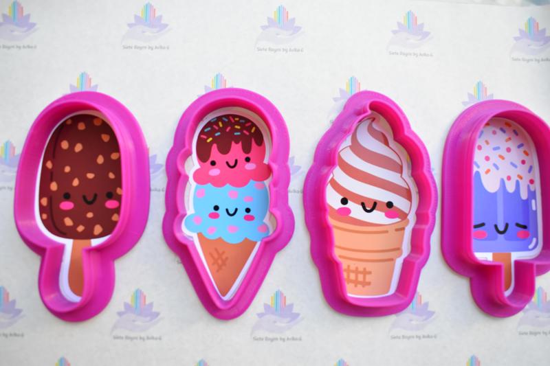 SET 4 KAWAII ICE CREAM COOKIE CUTTERS