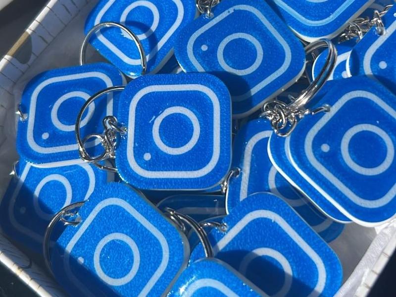 Instagram logo keychain with NFC