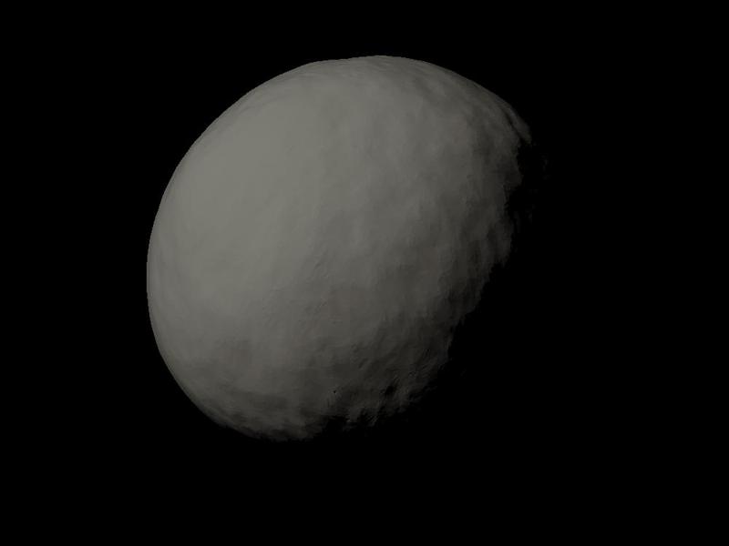 Ganymede with exaggerated topography scaled one in sixty million